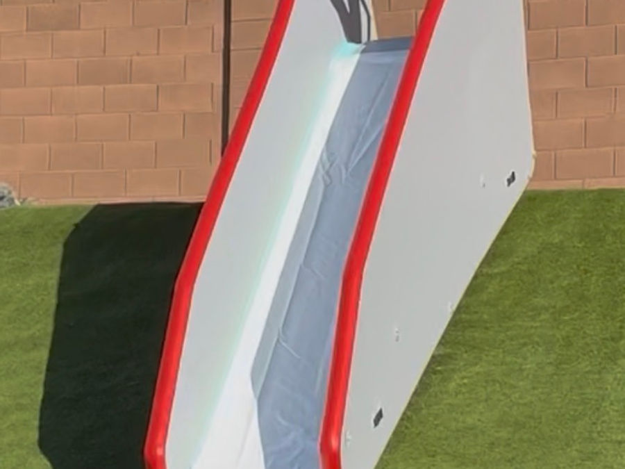 The Drop In inflatable slide section inflated and ready to ride