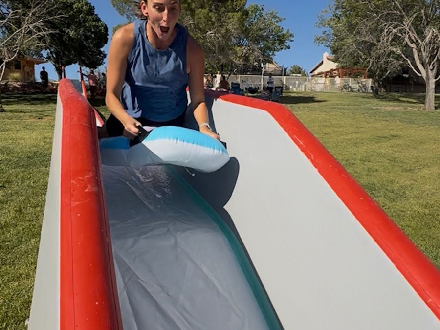 The Jump inflatable launch section connected to the slide